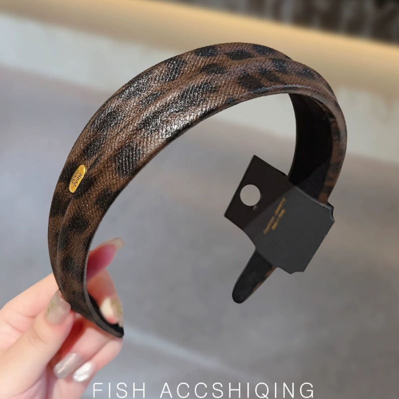 Leatherwork Pony - Nieuwe herfst winter luipaardprint lederen hoofdband
