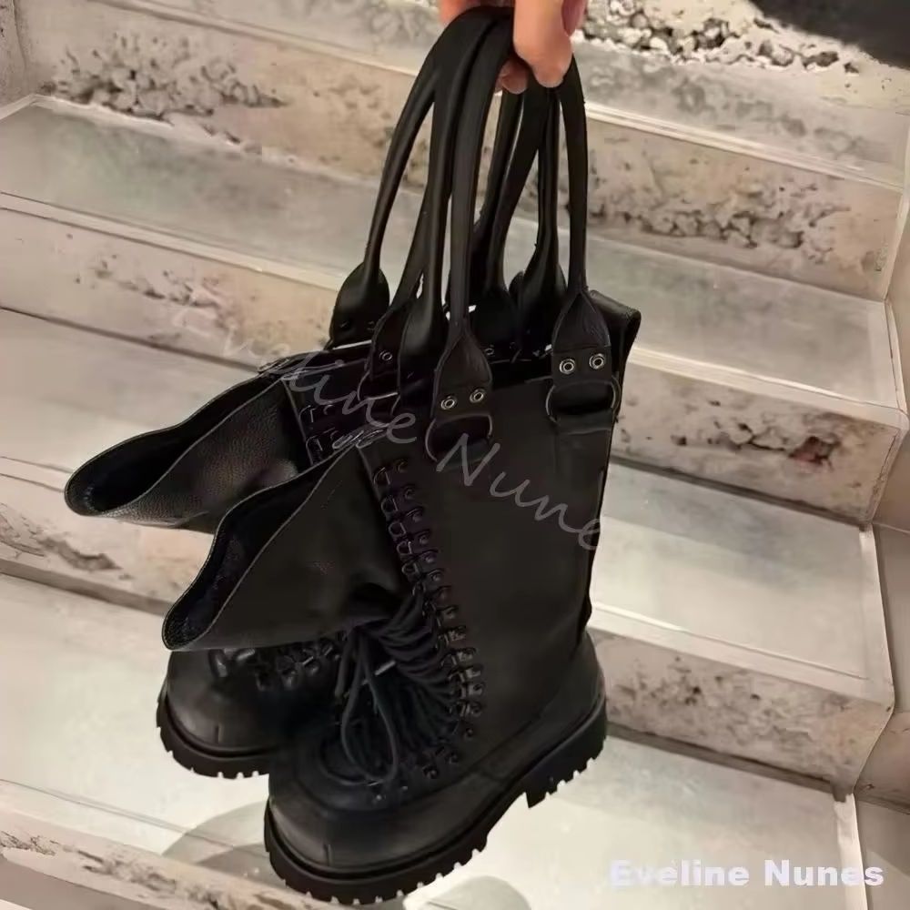 Leather Work Boots - Retro Echt Lederen Motorlaarzen Vrouwen Grote