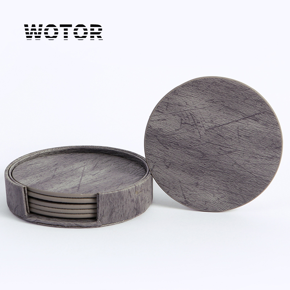 Leatherwork Rings - WOTOR 6 stks/partij Cirkel Houtnerf Leer