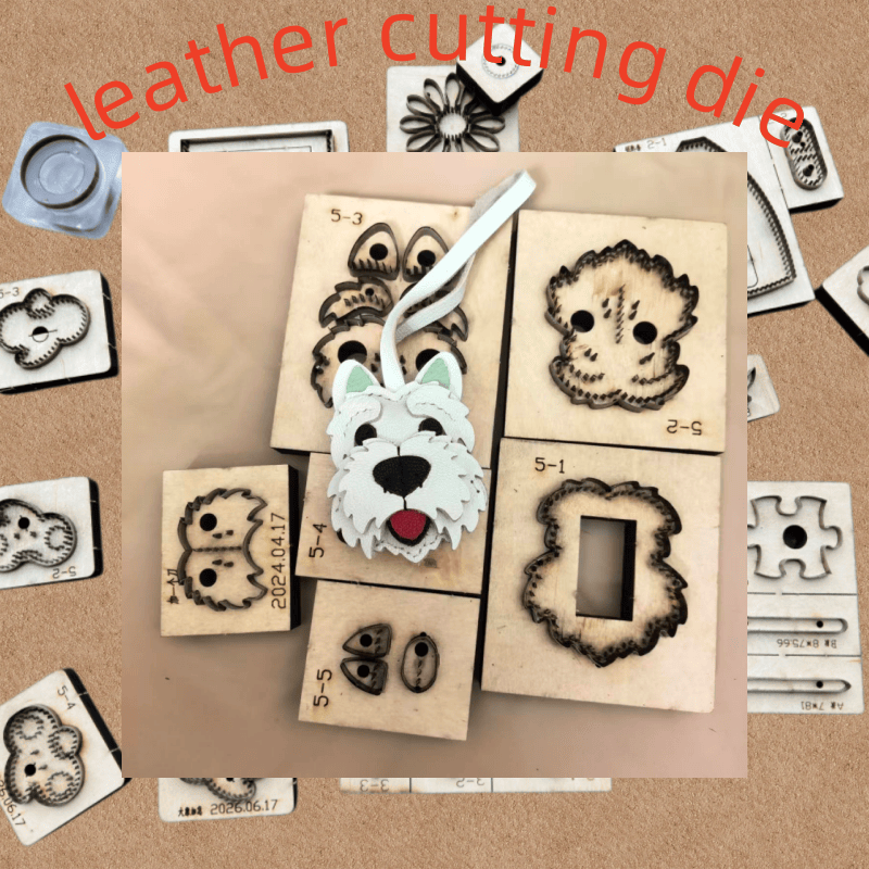 Leatherwork Rings - Houten snijmal, schattige Westie puppy lederen