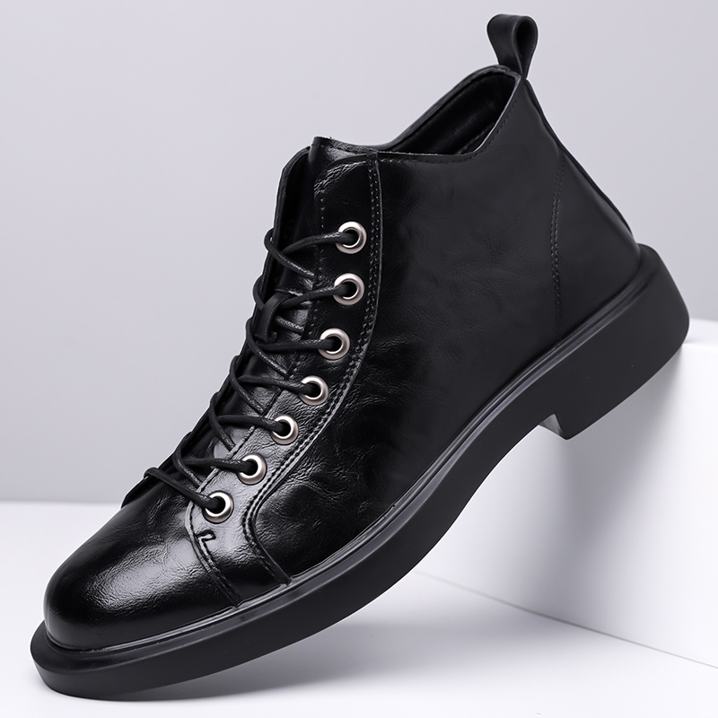 Leather Work Boots - Heren Britse retro halfhoge leren laarzen