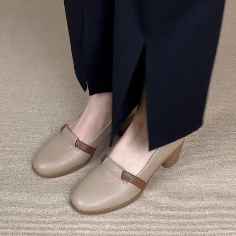 Leatherwork In French - Dames Retro Franse Stijl Loafer Schoenen