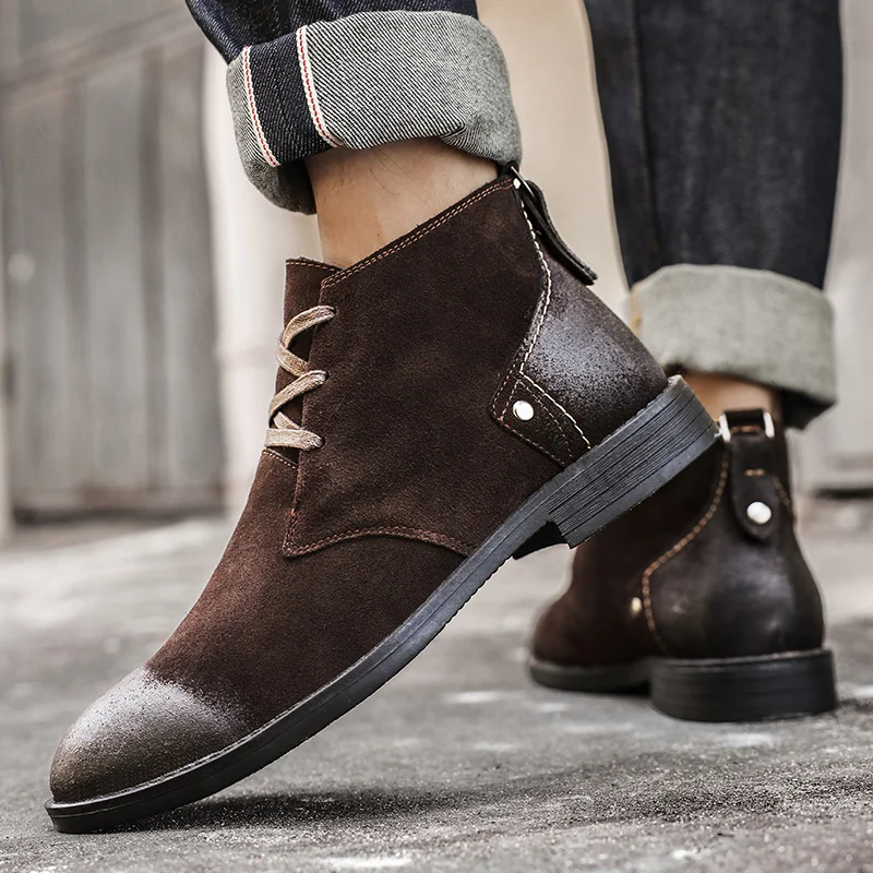 Nieuwe Koe Suede Enkellaarsjes - Leather Work Boots recensie en prijs