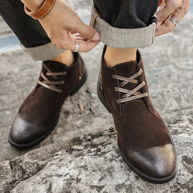 Nieuwe Koe Suede Enkellaarsjes - Leather Work Boots recensie en prijs