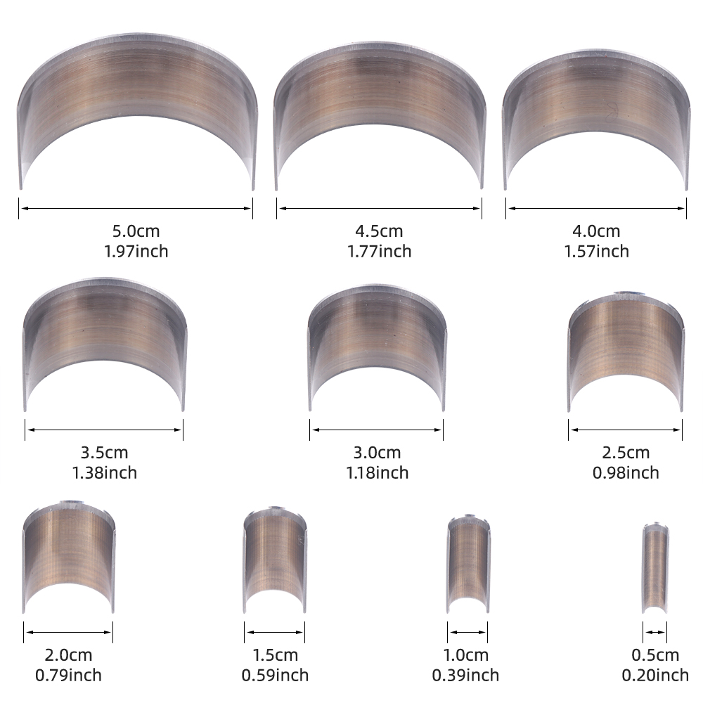 10-delige set halve cirkelpons - Leatherwork Rings recensie en prijs
