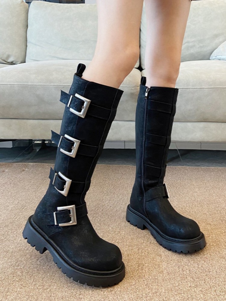 Mode Dames Multi Buckle Knieho - Leather Work Boots recensie en prijs