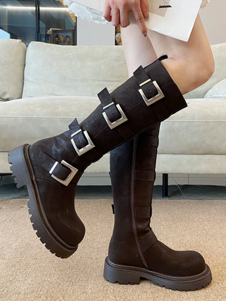 Mode Dames Multi Buckle Knieho - Leather Work Boots recensie en prijs