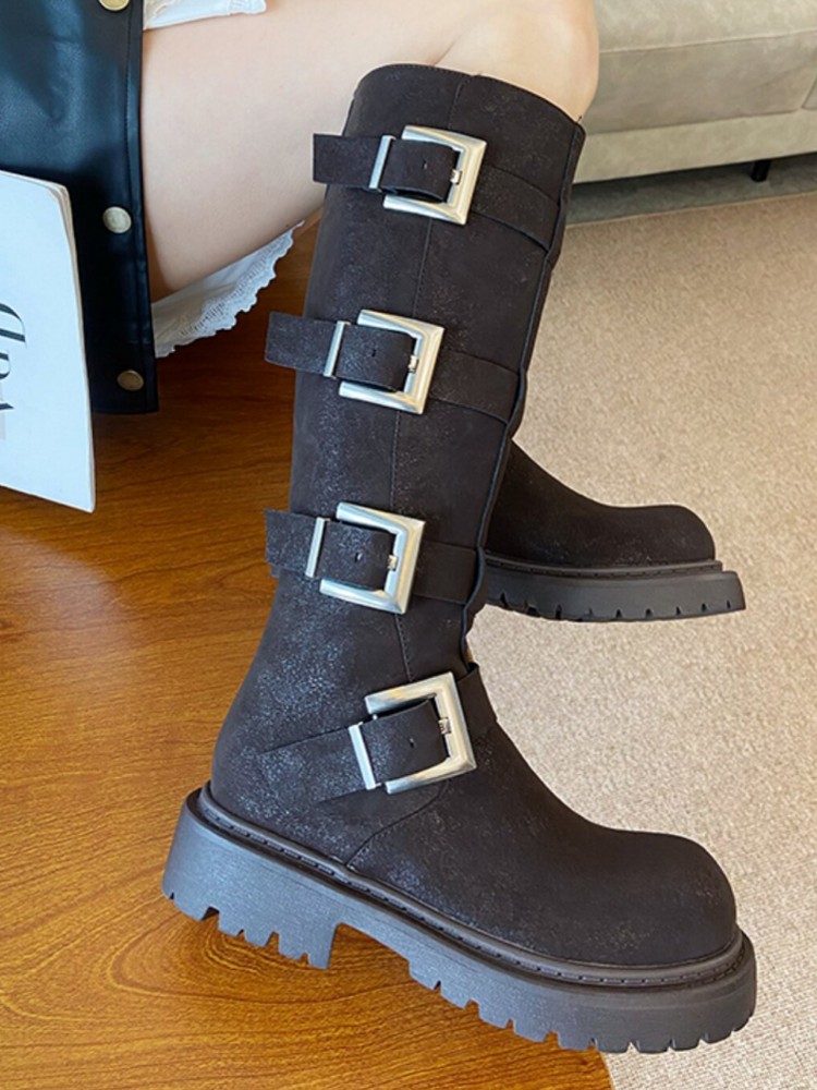 Mode Dames Multi Buckle Knieho - Leather Work Boots recensie en prijs