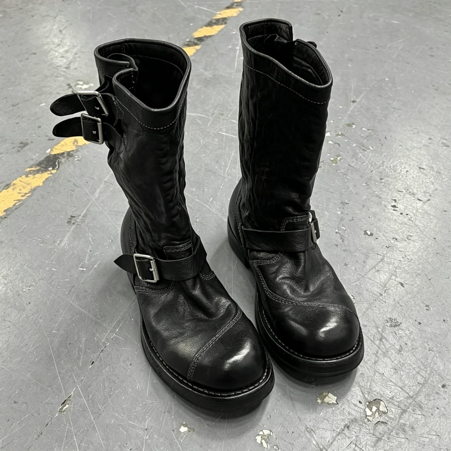 Vintage noodlijdende zwarte le - Leather Work Boots recensie en prijs