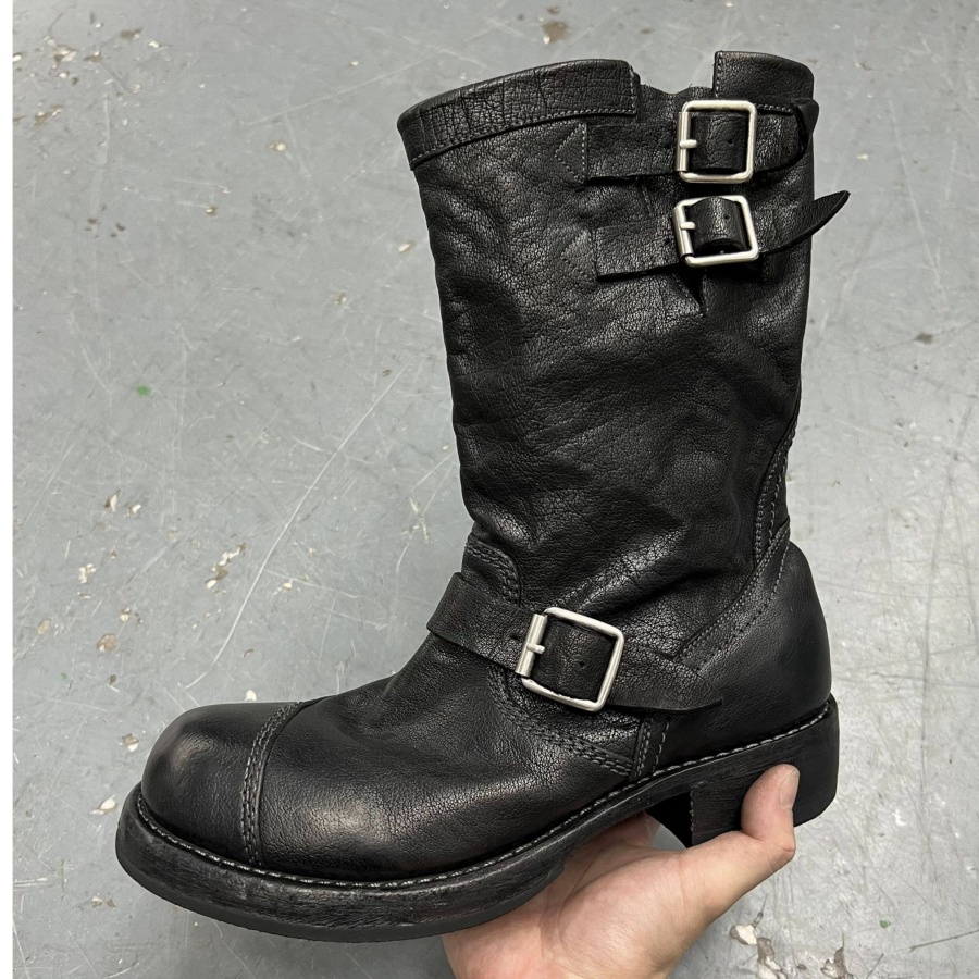 Vintage noodlijdende zwarte le - Leather Work Boots recensie en prijs