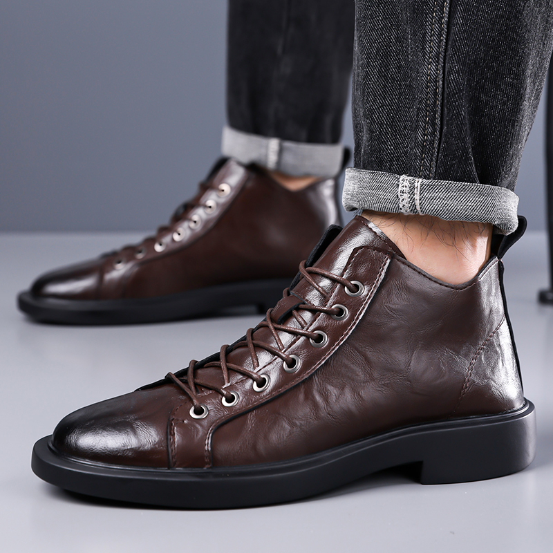 Heren Britse retro halfhoge le - Leather Work Boots recensie en prijs