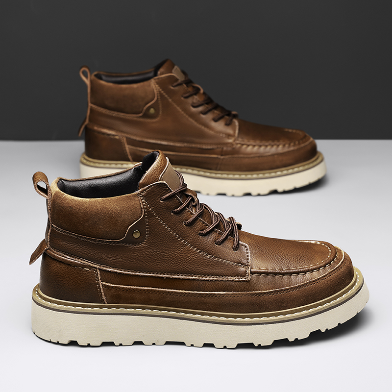 Bruine fleece gevoerde warme h - Leather Work Boots recensie en prijs