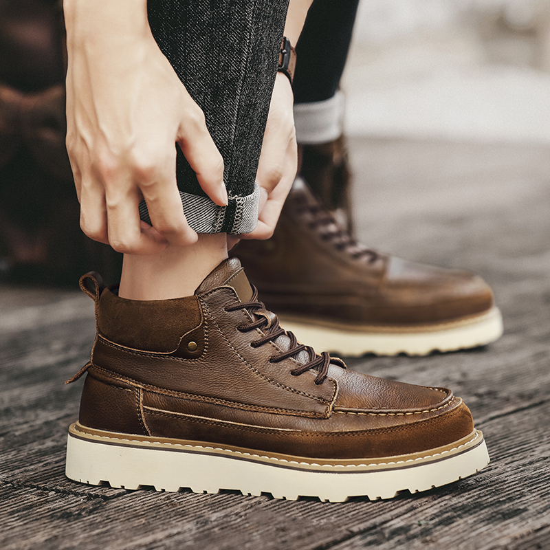 Bruine fleece gevoerde warme h - Leather Work Boots recensie en prijs